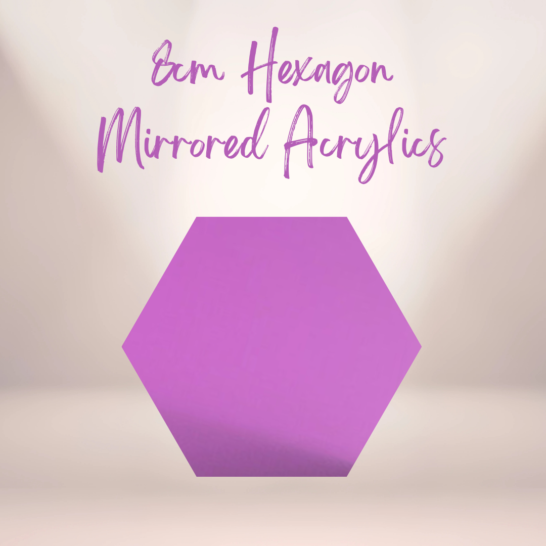 8cm Hexagon Mirrored Acrylic Blanks