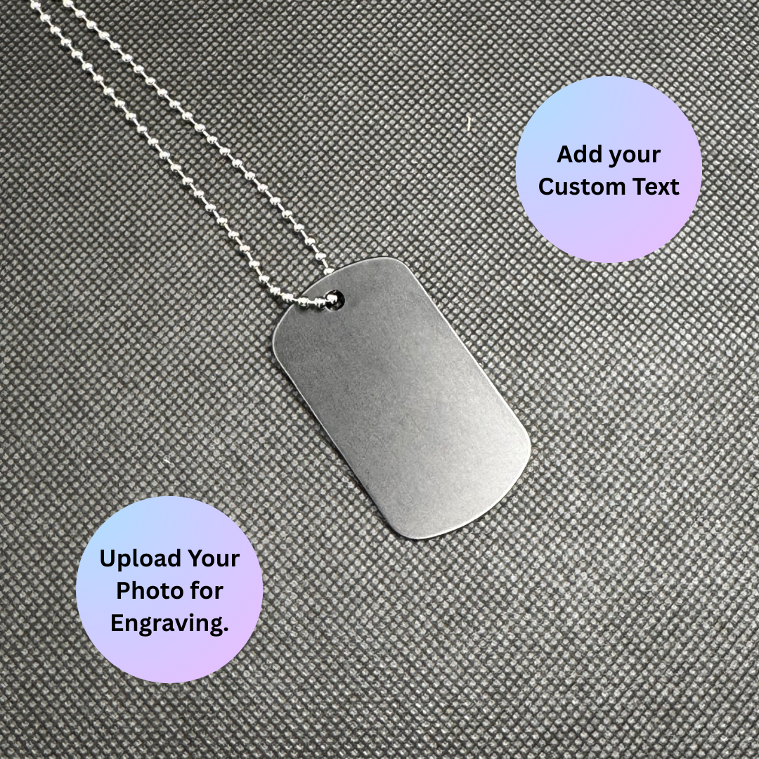 Stainless Steel Dog Tag Pendant - Black/Silver