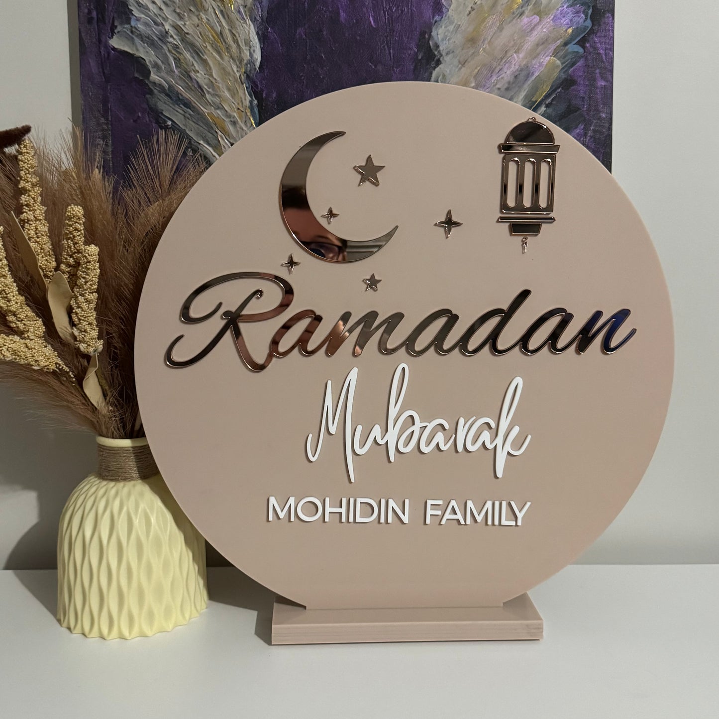 Ramadan/Eid Mubarak Double sided table Plaque