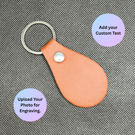 Personalised Key Chain - Tan Faux Leather